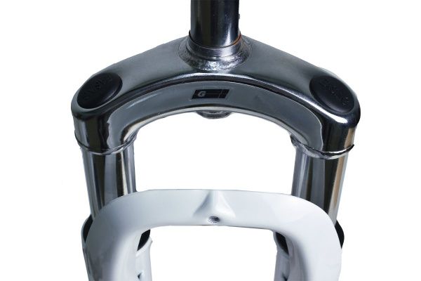 Вилка GRINZ ES 225-2 26"*1" безрезьбовая, пружина, стальная, белая\черная, 2,55кг